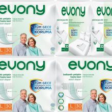 Evony Yetişkin Bel Bantlı Tekstil Yüzey L Büyük 90 Adet Hasta Bezi+60 Adet Yatak Koruyucu Örtü