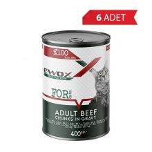 Ewox Biftekli Parça Etli 6x400 gr Kedi Konservesi