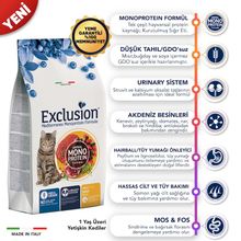 Exclusion Düşük Tahıllı Monoprotein Sığır Etli Yetişkin 1500 gr Kedi Maması