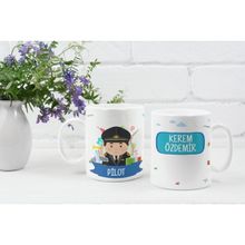 Eylül Design Kişiye Özel İsim Yazılı Pilot Özel Baskı Meslek Kupa Bardak
