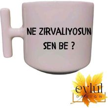 Eylül Design Ne Zırvalıyosun Sen Be Krem Rengi Eğlenceli Yazılı Esprili Özel Tasarım T Kupa Bardak
