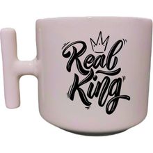 Eylül Design Real King Yazılı Krem Rengi T Saplı Eğlenceli Yazılı Özel Tasarım Baskılı Kupa Bardak