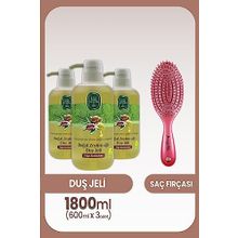 Eyüp Sabri Tuncer 3x600 ml Zeytinyağlı Duş Jeli + Saç Fırçası