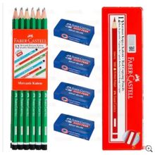Faber Castell 12 Adet Mercanlı Kurşun Kalem + 12 Adet Kırmızı Kopya + 4 Adet Silgi