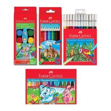 Faber-Castell 12 Renk (Kuru, Pastel, Sulu, Keçeli Boya) 4'lü Boyama Seti