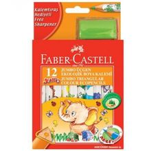 Faber Castell 12 Renk Yarım Boy Jumbo Üçgen Beyaz Gövde Boya Kalemi