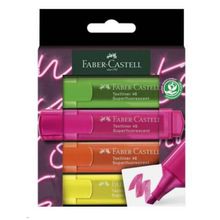Faber Castell 1546 Textliner 4 Adet Şeffaf Gövdeli Fosforlu Kalem