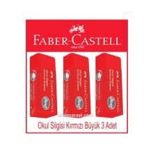 Faber Castell Kırmızı 3'lü Büyük Okul Silgisi