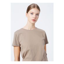 Fabrika 5003327954 TENGIZ Bej Bisiklet Yaka Basic Düz Kadın T-Shirt