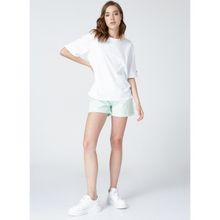 Fabrika Dantita Beyaz Bisiklet Yaka Düz Kadın T-shirt