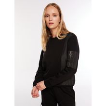 Fabrika F3WL-SWT3 Bisiklet Yaka Düz Siyah Kadın Sweatshirt