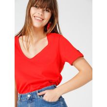 Fabrika Teyo Kırmızı V Yaka Kadın T-Shirt
