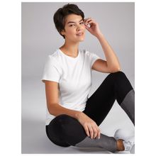 Faik Sönmez 00002 Beyaz Yuvarlak Yaka Kısa Kol Kadın T-shirt