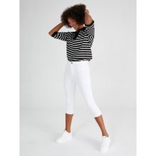 Faik Sönmez 00078 Beyaz Slim Fit Coton Parça Boya Kadın Capri