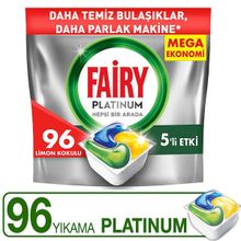 Fairy 96 Yıkama Limon Kokulu Platinum Bulaşık Makinesi Kapsülü