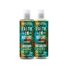 Faith In Nature Hindistan Cevizi %99 Doğal Nemlendirici 2x400 ml Saç Kremi ve Şampuan