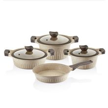 Falez Cool Line Creamy 7 Parça Granit Tencere Seti