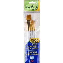 Fanart 500 Seri 3'lü Set 6 Ergonomik Altın Taklon Fırça Seti