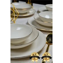Farika Porselen Kırık Beyaz Fif 18 Parça 6 Kişilik Altın Yaldız Porselen Yemek Takımı