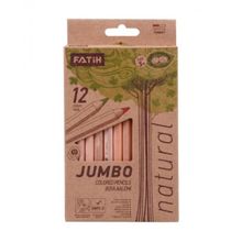 Fatih 12 Renk Natural Ahşap Jumbo Kuru Boya Kalemi