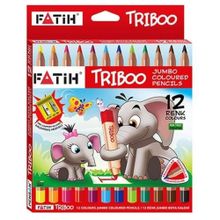 Fatih Triboo Natural Jumbo Kalemtraşlı 12 Renk Kuruboya Kalemi