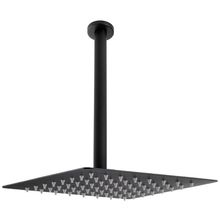 Fause Ankastre Borulu Kare Slim Metal 25x25 cm Tavandan Siyah Duş Başlığı
