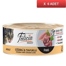 Felicia Tahılsız Ciğerli Tavuklu Kıyılmış 6x85 gr Kedi Konservesi