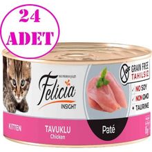 Felicia Tahılsız Kitten Tavuk İçeren Kıyılmış Yaş 24x85 gr Kedi Maması