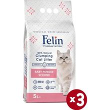 Felin 3x5 lt Bebek Pudrası Kokulu Kedi Kumu