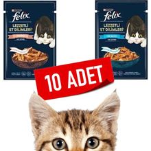 Felix 10x80 gr Somonlu & Ton Balıklı Yaş Kedi Maması