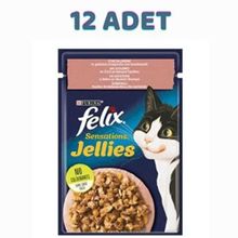 Felix 12x85 gr Pouch Jöle İçinde Somonlu ve Karidesli Yetişkin Kedi Konservesi