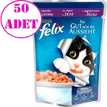 Felix 50x85 gr Kuzu Etli Yaş Kedi Maması