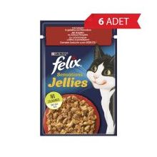 Felix 6x85 gr Pouch Jöle İçinde Sığır Etli ve Domatesli Yetişkin Kedi Konservesi