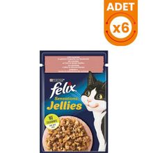 Felix 6x85 gr Pouch Jöle İçinde Somonlu ve Karidesli Yetişkin Kedi Konservesi