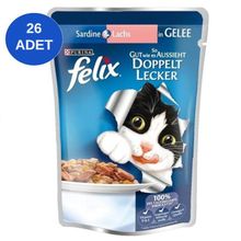 Felix Çifte Lezzet Somonlu ve Sardalyalı 26x85 gr Yetişkin Kedi Maması