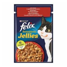 Felix Pouch 26x85 gr Sensation Sığır Etli ve Domatesli Jel Yetişkin Kedi Konservesi