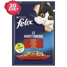 Felix Sığır Etli Pouch Yetişkin 20x85 gr Kedi Yaş Mama Konserve