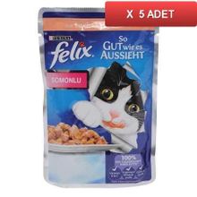 Felix Somonlu 5x100 gr Kedi Maması Pouch