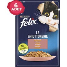 Felix Somonlu Pouch 6 x 85 gr Yetişkin Kedi Yaş Mama Konserve