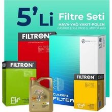 Filtron Audi A5 2.0 Dizel Castrol Motor Yağlı 2017-2021 5'li Filtre Bakım Seti
