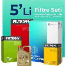 Filtron Audi Q2 1.6 Dizel Castrol Motor Yağlı 2016-2018 5'li Filtre Bakım Seti