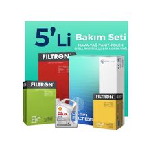 Filtron Audi Q2 1.6 Dizel Shell Motor Yağlı 2016-2018 5'li Filtre Bakım Seti