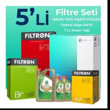 Filtron BMW 7.50 Dizel xDrive Castrol Motor Yağlı 2012-2015 5'li Filtre Bakım Seti