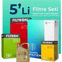 Filtron BMW X5 25 Dizel Castrol Motor Yağlı 2013-2015 5'li Filtre Bakım Seti