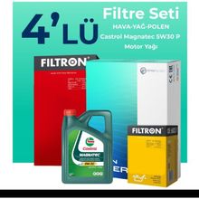 Filtron Citroen C-Elysee 1.2 Benzinli Castrol Motor Yağlı 2012-2017 4'lü Filtre Bakım Seti