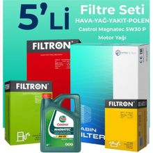 Filtron Citroen C-Elysee 1.5 Dizel Castrol Motor Yağlı 2018-2023 5'li Filtre Bakım Seti