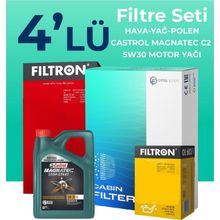 Filtron Citroen C-Elysee 1.6 Dizel Castrol Motor Yağlı 2012-2017 4'lü Filtre Bakım Seti