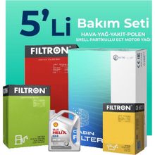 Filtron Citroen C-Elysee 1.6 Dizel Shell Motor Yağlı 2012-2017 5'li Filtre Bakım Seti