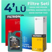 Filtron Citroen C4 1.4 Benzinli Castrol Motor Yağlı 2010-2016 4'lü Filtre Bakım Seti