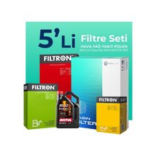 Filtron Citroen DS5 1.6 Blue HDi Dizel Motul Motor Yağlı 2015-2017 5'li Filtre Bakım Seti